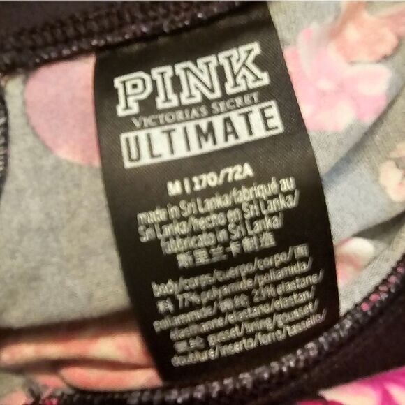 PINK  floral leggins sz M, excellent condition,  26" inseam - Picture 5 of 5